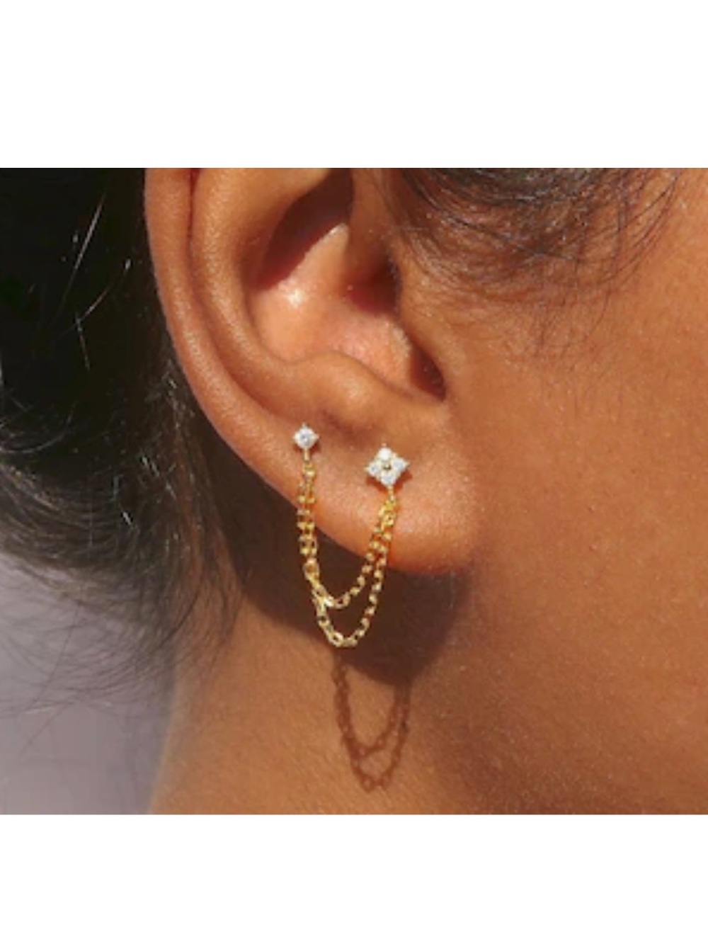 double stud chain earring